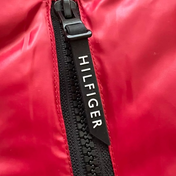 DESIGNER TH TOMMY HILFIGER MEN’S QUILTED PUFFER HOODED RED JACKET M MEDIUM - Picture 10 of 10